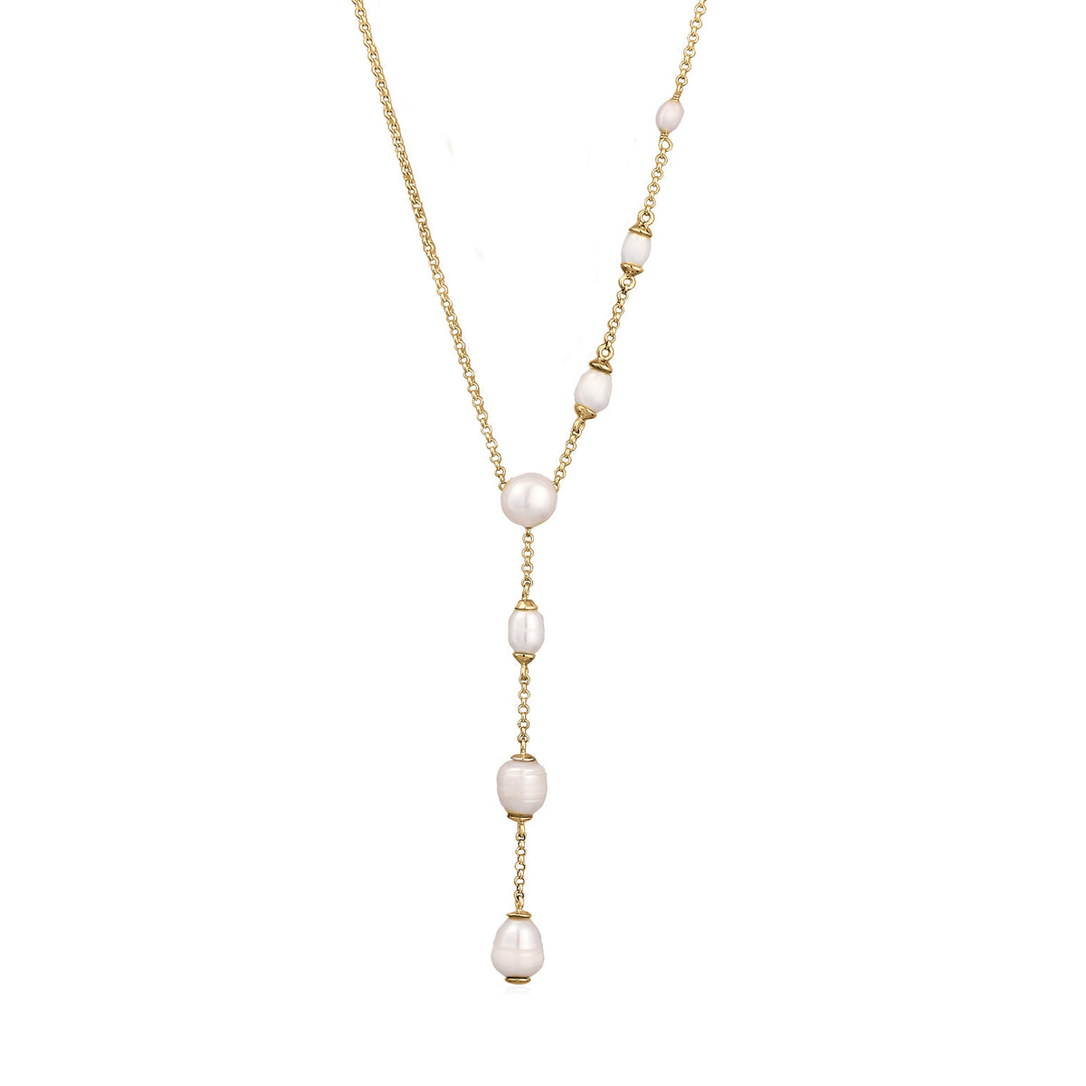 Elli 925 Sterling Silver Y Chain Pearl Necklace Gold plated 2004-BF-0008264-001