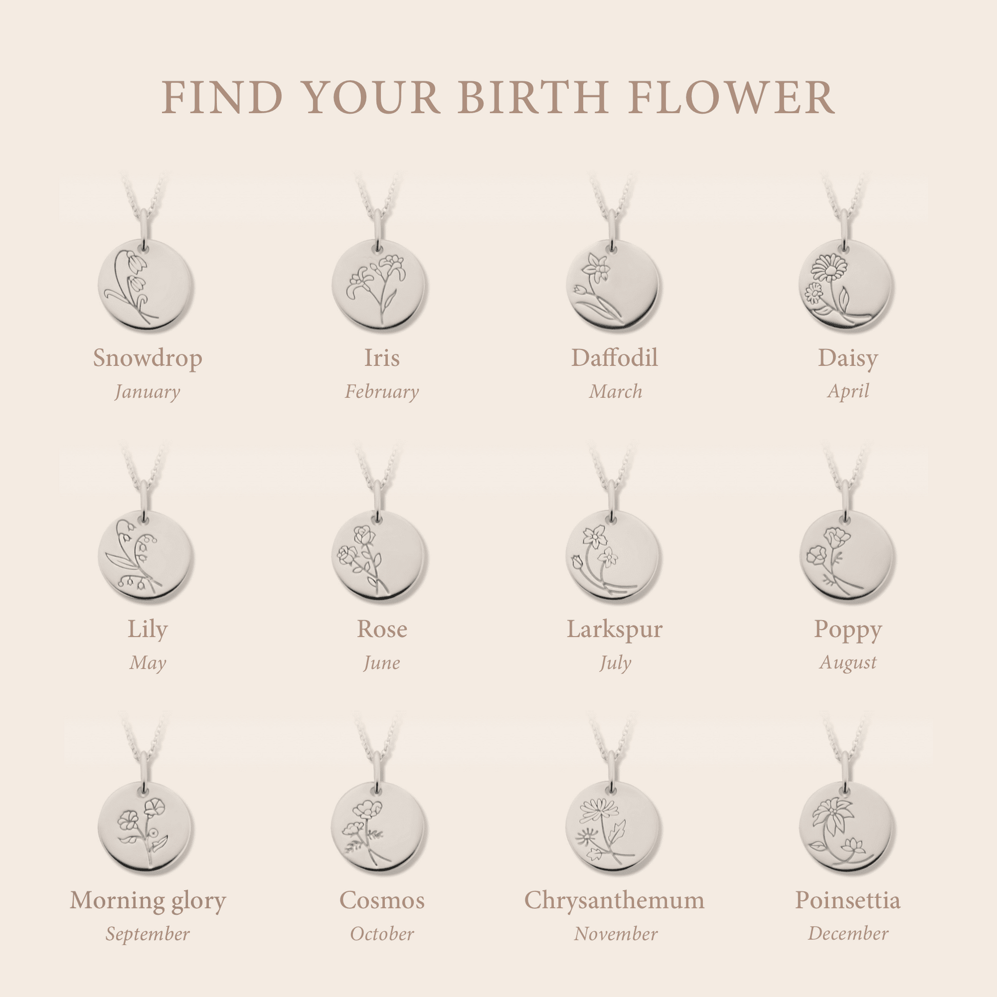 Violet Hamden Venus 925 Sterling Silver Necklace with Birthflower VH340026-OCT