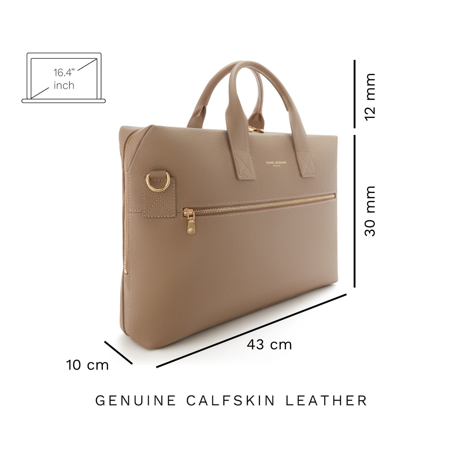Isabel Bernard Honoré Anique Taupe Calfskin Handbag IB25070