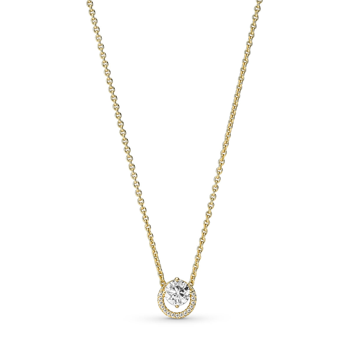 Pandora Timeless Gold-coloured Sparkling Round Halo Necklacewith14 Carat Gold Plating 361174C01-45 (Length: 45.00 cm)