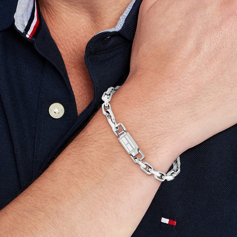 Tommy Hilfiger Roestvrij Staal Zilverkleurige Heren Schakelarmband TJ2790715-zoom-
