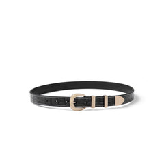 Isabel Bernard Rêveur Mathilde Croco Black calfskin belt with gold-coloured buckle IB60020-201-80
