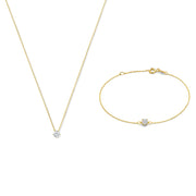 Beloro Jewels Regalo d'Amore 9 karaat gouden ketting en armband cadeauset met zirkonia stenen BO90048