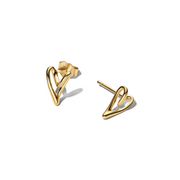 Pandora Essence Gold Plated Organically Shaped Heart Stud Earrings 264393C00