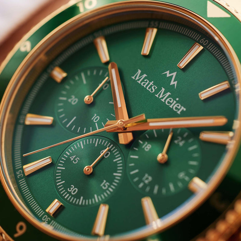 Mats Meier Ponte dei Salti Chronograaf Herenhorloge Goudkleurig en Groen MM00512-zoom-