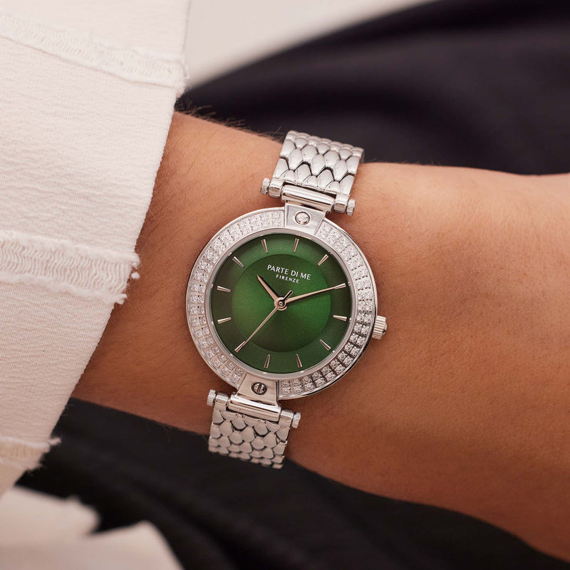 Parte Di Me Orologio Rond Dameshorloge Zilverkleurig en Groen PDM09010-zoom-