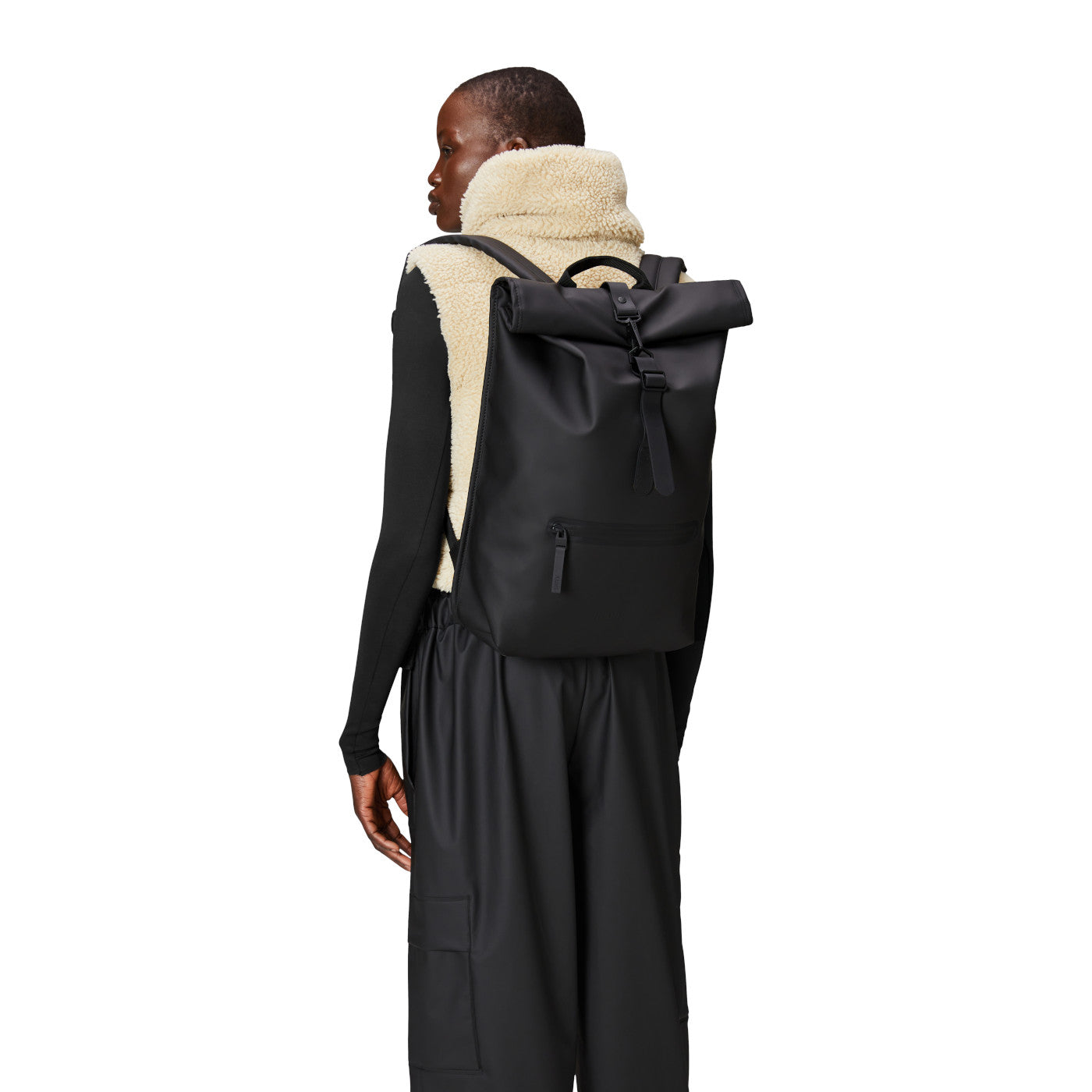 Rains Rolltop Black Backpack R13320-01