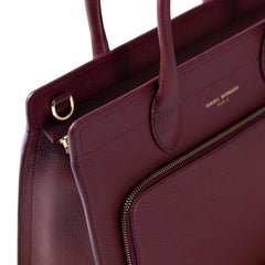 Isabel Bernard Honoré Nadine bordeaux red calfskin leather handbag with 13 inch laptop compartment IB25110-052-13