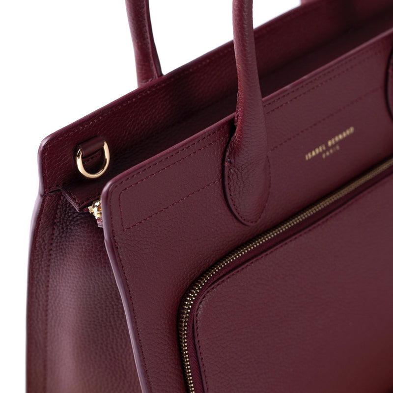 Isabel Bernard Honoré Nadine bordeauxrode kalfsleren handtas met 13 inch laptopvak IB25110-052-13-zoom-