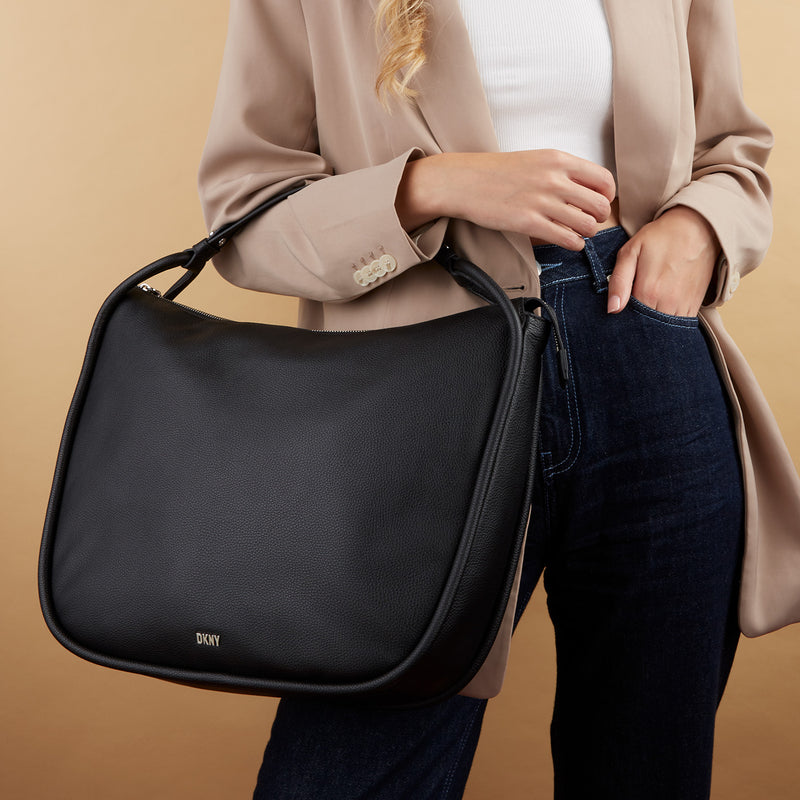 DKNY Phoebe Black Leather Handbag R23CAU01-BSV-zoom-