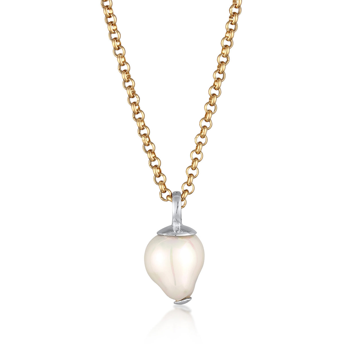 Elli 925 Sterling Silver Pearl Necklace Gold plated with Pearl 2004-BF-0008251-001