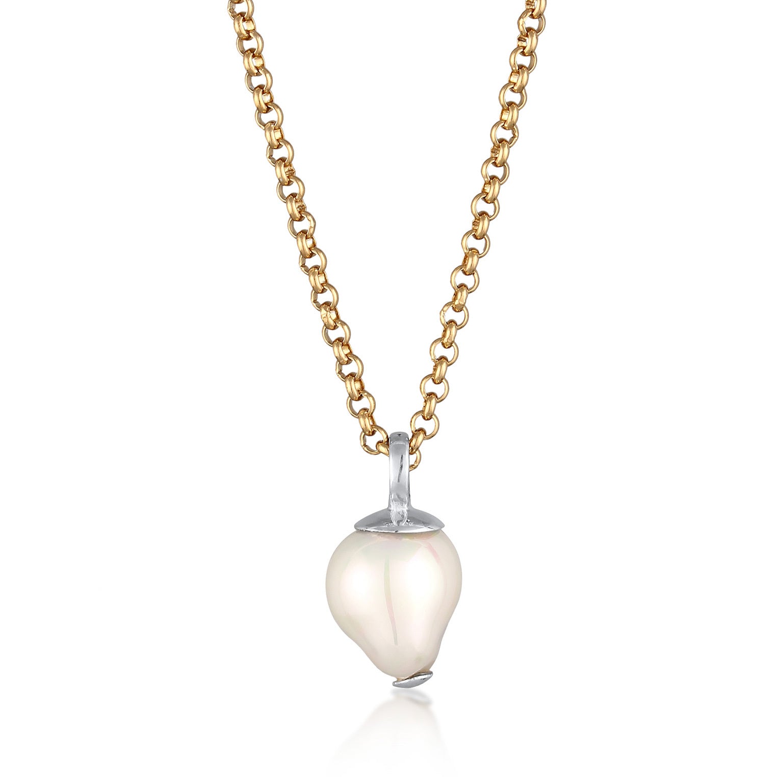 Elli 925 Sterling Silver Pearl Necklace Gold plated with Pearl 2004-BF-0008251-001