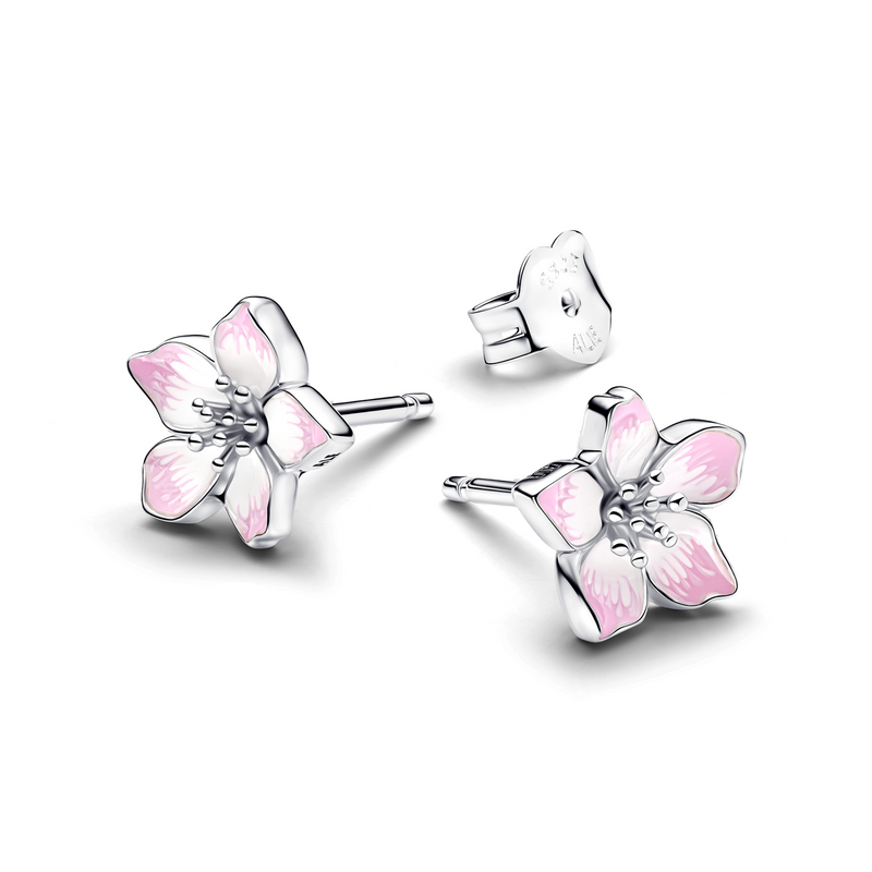 Pandora Moments 925 Sterling Silver Enamel Pink Cherry Blossom Stud Earrings 294370C01-zoom-
