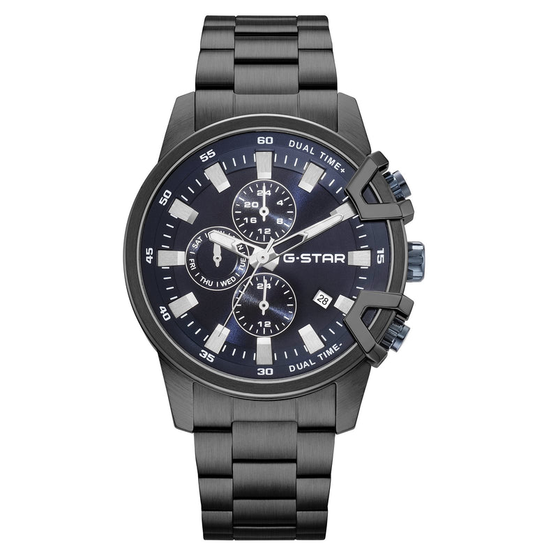 G-STAR Bend3D Zwart Herenhorloge met Blauwe Wijzerplaat GSW.505.05-zoom-