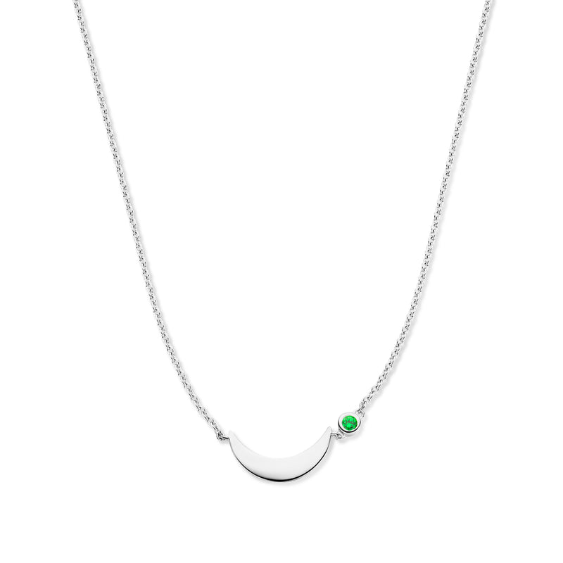 Violet Hamden Luna 925 Sterling Zilveren Ketting met Maan en Groene Zirkonia Steentje VH340037-zoom-
