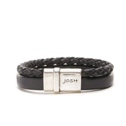 Josh Silver Black Armband 09110-BRA-BLACK-L (Lengte: 23.00 cm)