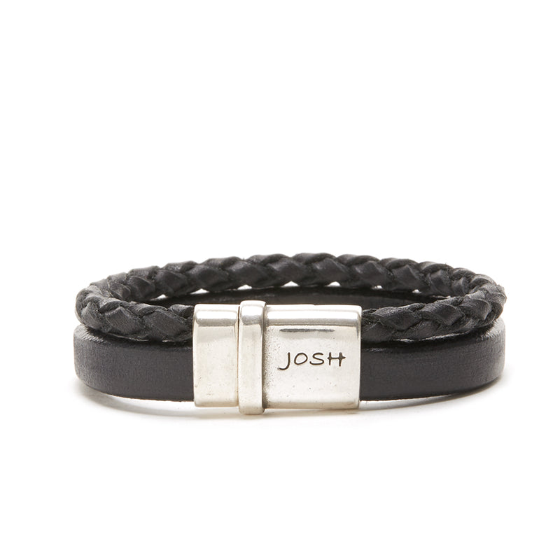 Josh Silver Black Armband 09110-BRA-BLACK-L (Lengte: 23.00 cm)-zoom-