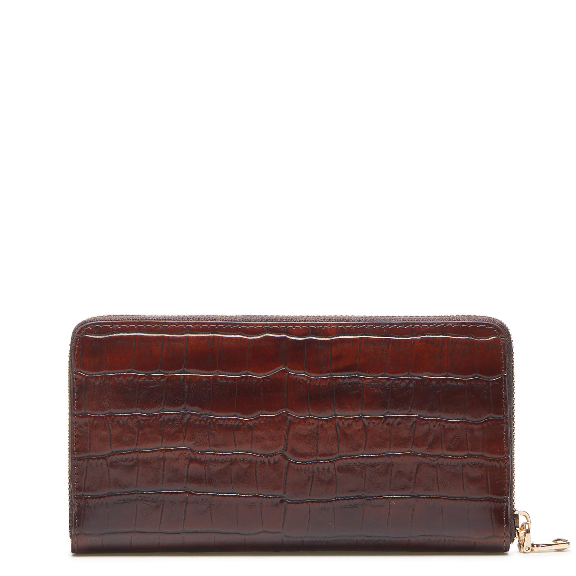Isabel Bernard Honoré Léa Croco Brown Zip Wallet IB23006