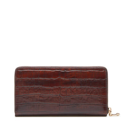 Isabel Bernard Honoré Léa Croco Brown Zip Wallet IB23006