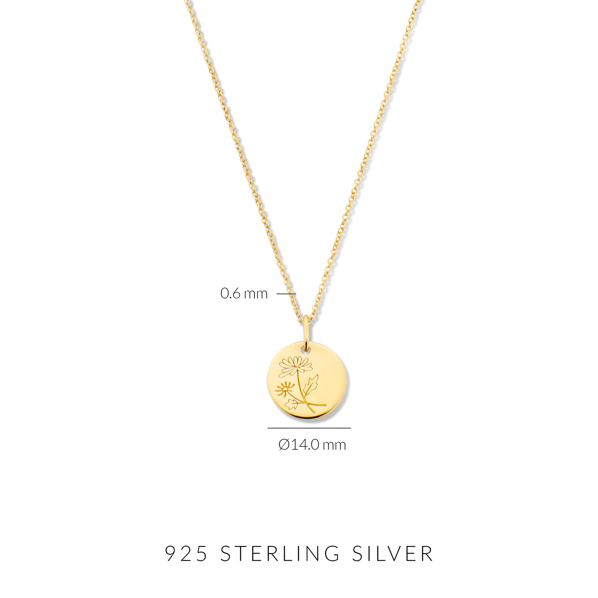 Violet Hamden Venus 925 Sterling Silver Gold-coloured Necklace with Birthflower VH340025-DEC