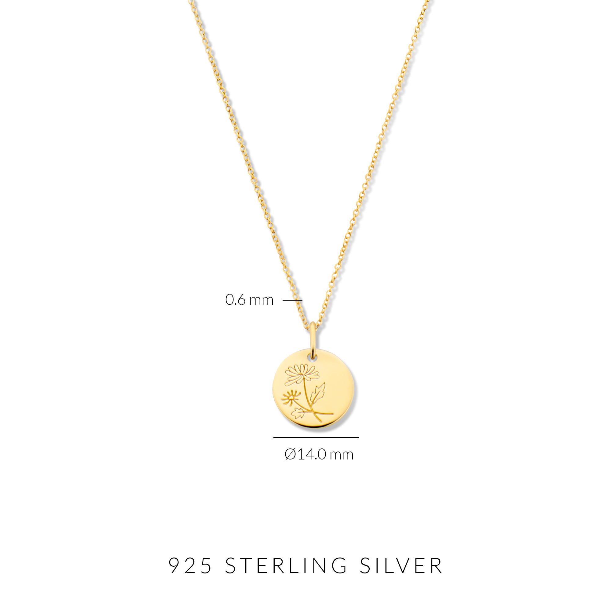Violet Hamden Venus 925 Sterling Silver Gold-coloured Necklace with Birthflower VH340025-DEC