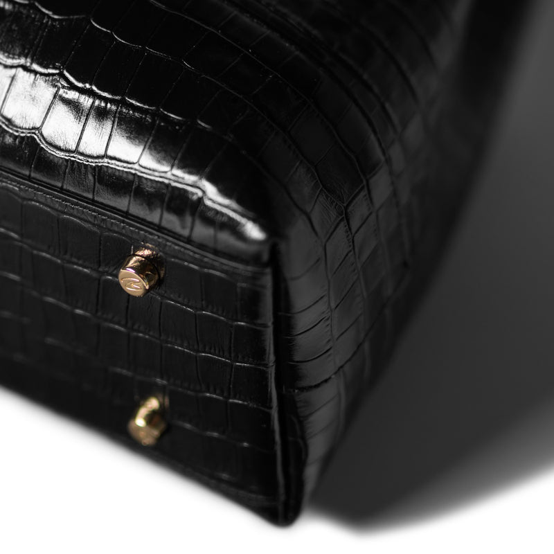 Isabel Bernard Femme Forte Macie Croco Zwarte Leren Schoudertas van Kalfsleer IB25074-201-zoom-