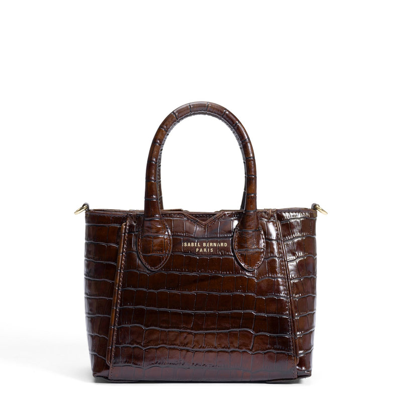 Isabel Bernard Honoré Cloe Mini Croco Bruine Kalfsleren Handtas IB21124-230-zoom-