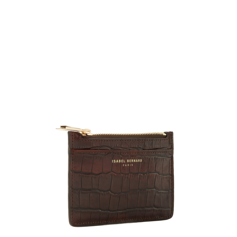 Isabel Bernard Honoré Aveline Croco Bruine Leren pasjeshouder van Kalfsleer IB27019-zoom-