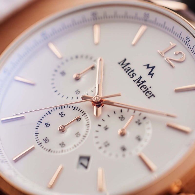 Mats Meier Grand Cornier Chrono Wit/Rosegoudkleurig/Bruin horloge MM00107-zoom-