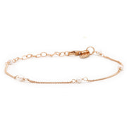 Karma 925 Sterling Silver Rosegold coloured Tiny Pearls Bracelet 94126RP (Length: 16.50 - 19.00 cm)
