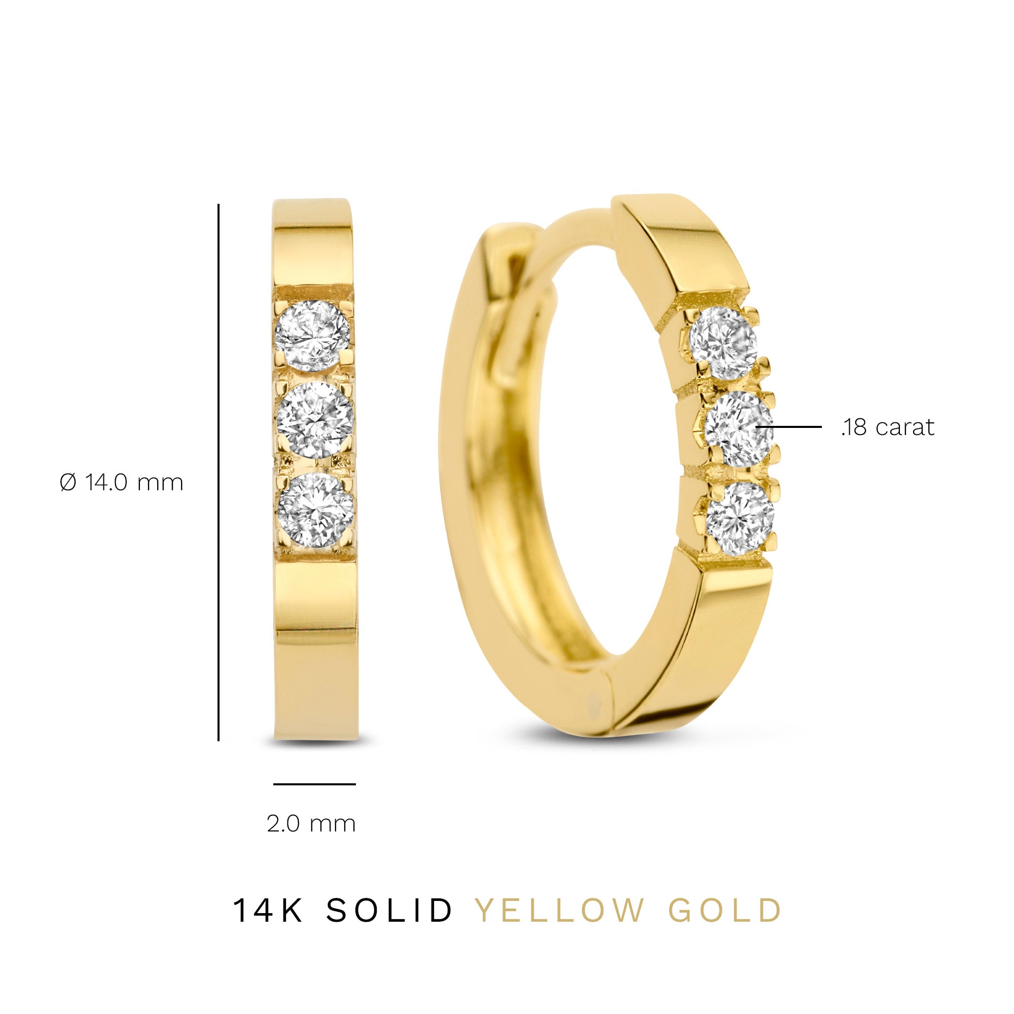 Isabel Bernard De la Paix Madeline 14 Carat Golden Hoop Earrings | diamond 0.15 ct | IBD360018