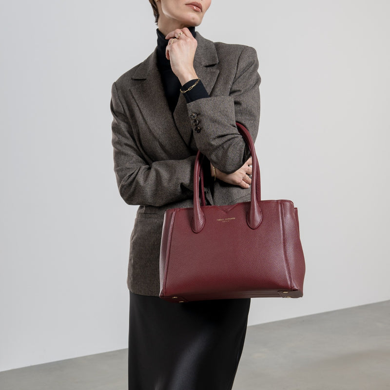 Isabel Bernard Honoré Cloe Midi Bordeaux Kalfsleren Handtas IB25082-052-zoom-