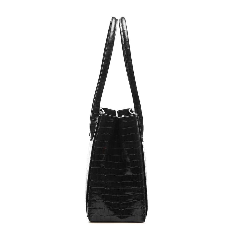 Isabel Bernard Honoré Cloe Zwarte Croco Handtas IB25007-zoom-