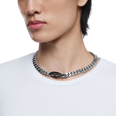 Diesel Oval D Logo Stainless Steel Necklace DX1635931