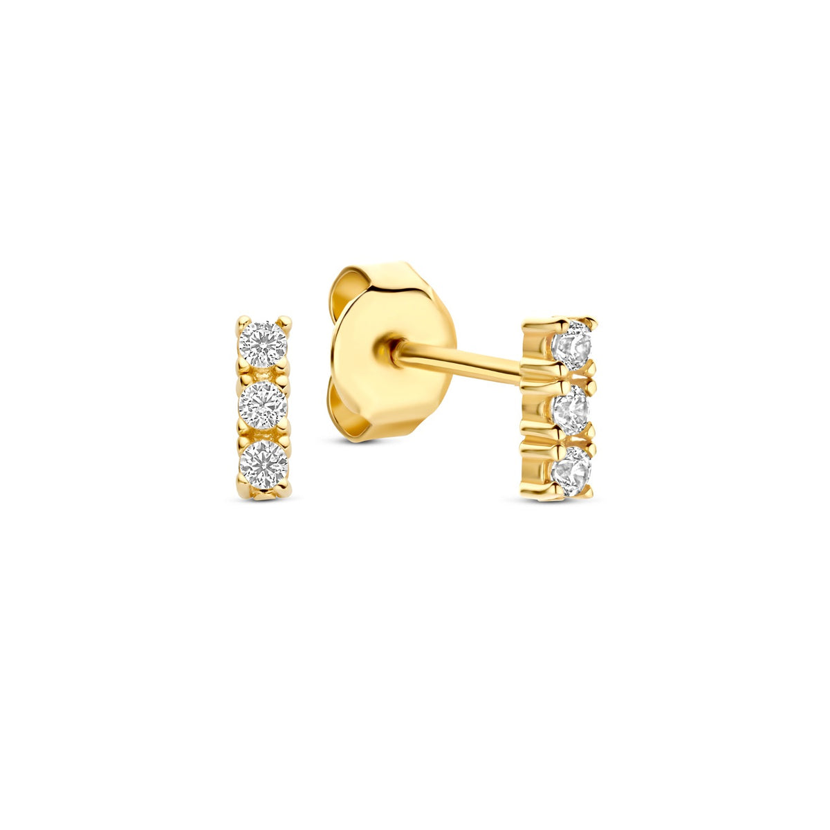 Beloro Jewels Monte Napoleone Liset 9 karat gold ear studs with zirconia stones BO360123