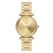 Fossil Carlie Round Gold Dial Watch ES5465