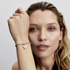 Pandora Moments 925 Sterling Silver Pink Ceramic Heart Padlock Pendant 794424C01