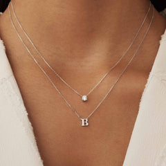 Isabel Bernard Saint Germain Chloé 14 Carat Whitegold Initial Necklace IB340061-A