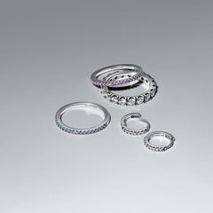 Pandora Timeless 925 Sterling Silver Cubic Zirconia Sparkling Purple Half-Eternity Band Ring 192999C04