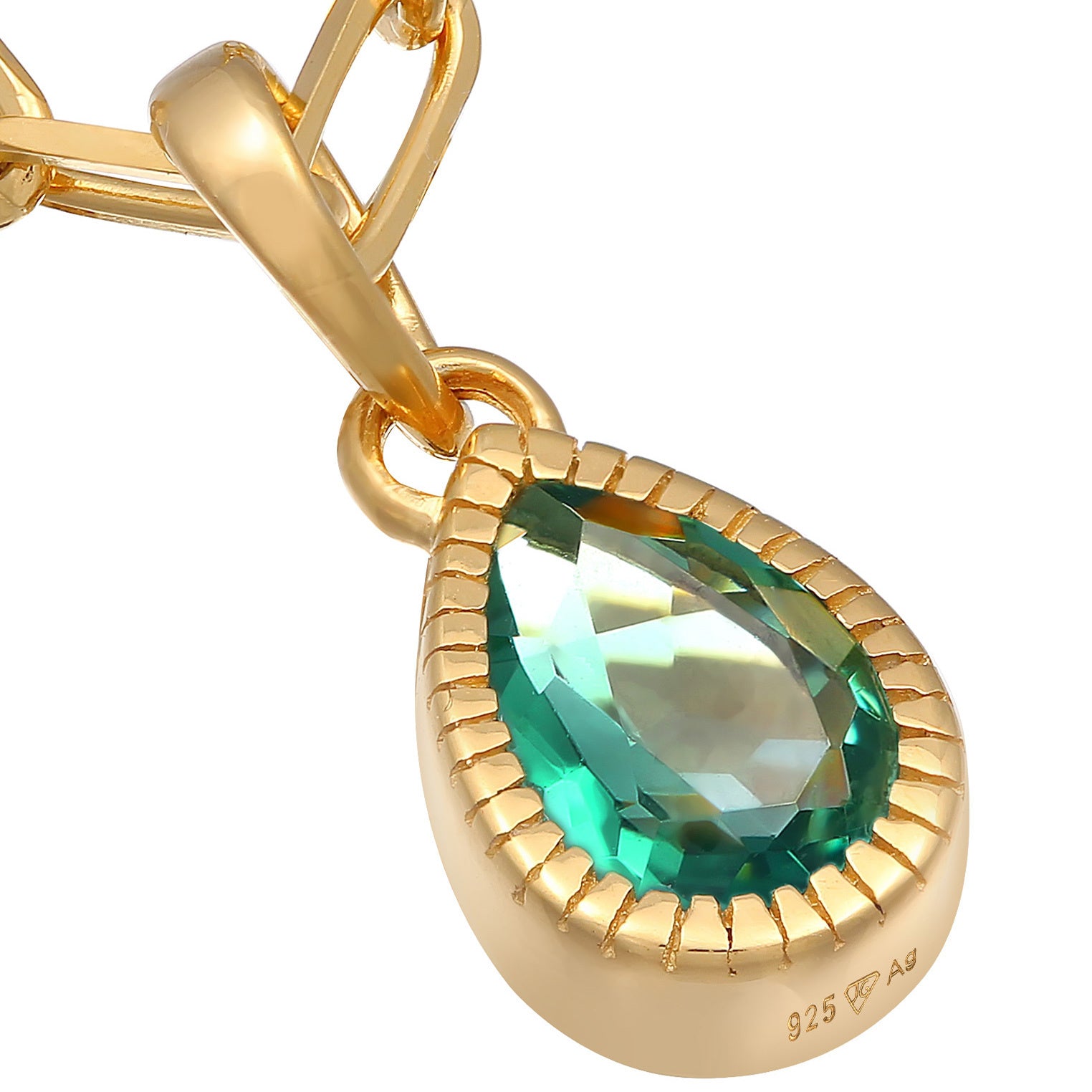 Elli 925 Sterling Silver Link Chain Necklace Gold plated with Quartz 2004-BF-0007907-001