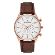 Mats Meier Grand Cornier Chrono Wit/Rosegoudkleurig/Bruin horloge MM00107