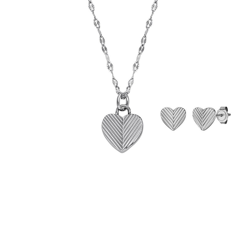 Fossil Harlow Silver-coloured Necklace and Ear Studs Giftset JF04669SET-zoom-