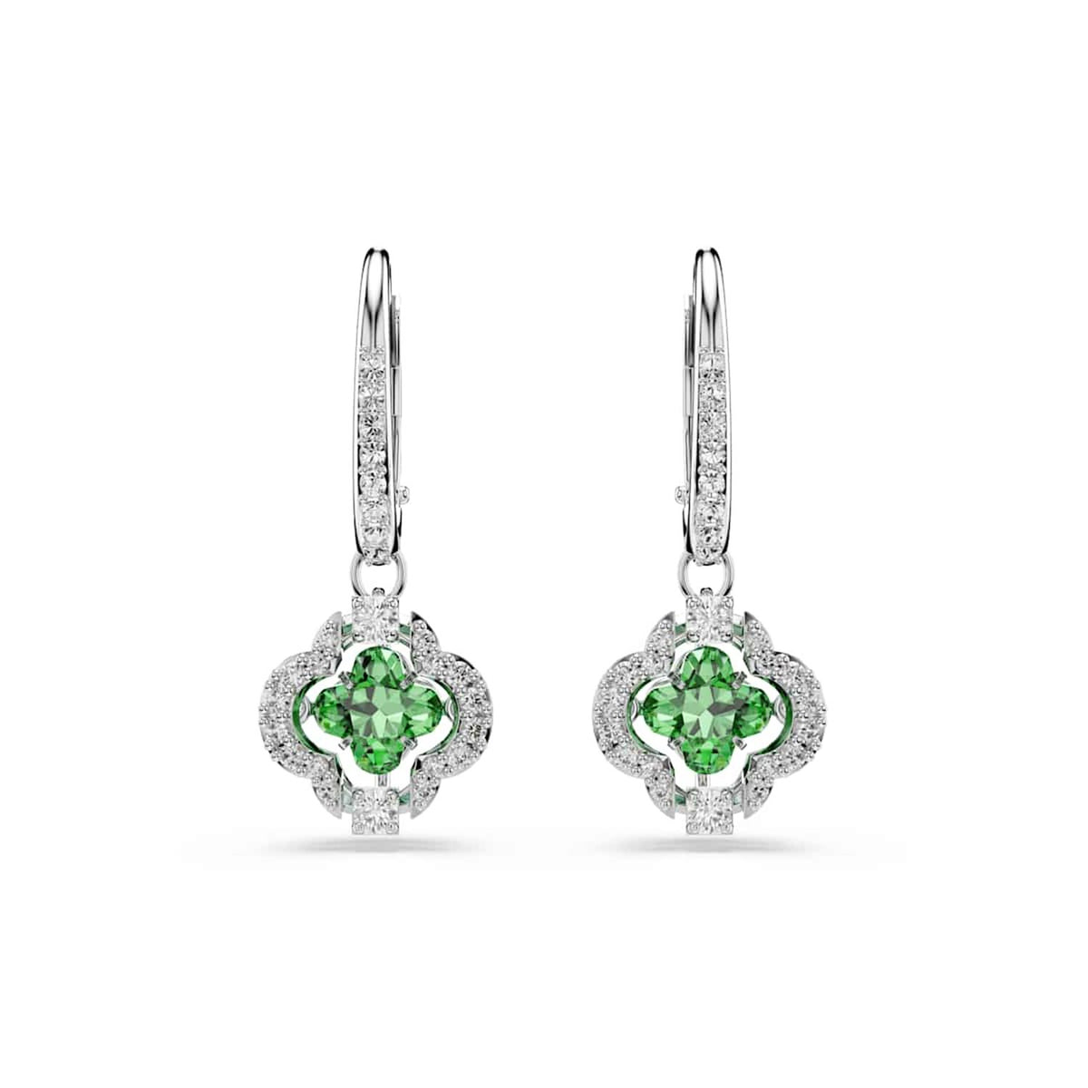 Swarovski Una Sparkling Dc Silver-Tone Drop Earrings with Green Crystal 5758001