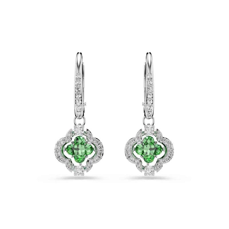 Swarovski Una Sparkling Dc Zilveren Oorhangers met Groene Kristal 5758001-zoom-