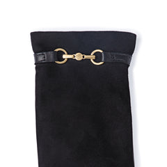 Isabel Bernard Honoré Marcelia black goatskin suéde leather gloves IB67001-101-7.5