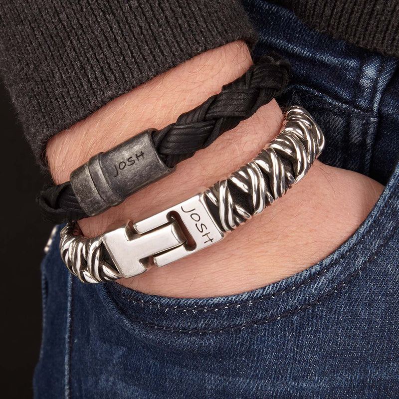 Josh Silver Bracelet 03441-BRA-L (Length: 21.50 cm)-zoom-