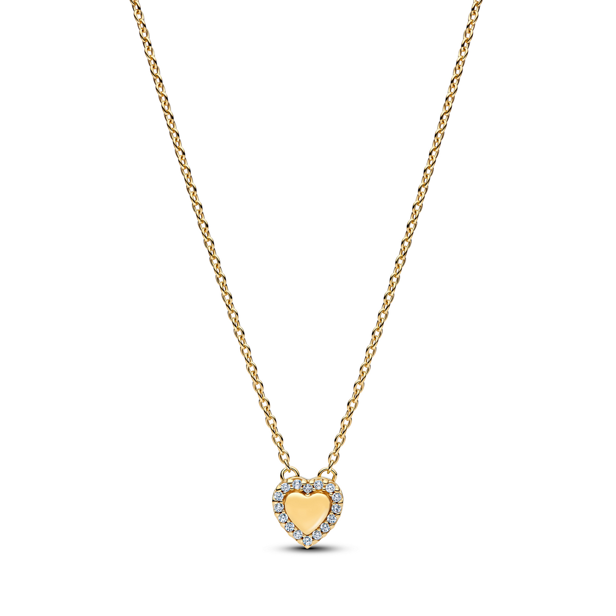 Pandora Timeless Gold Plated Sparkling Heart Halo Necklace 364364C01-45