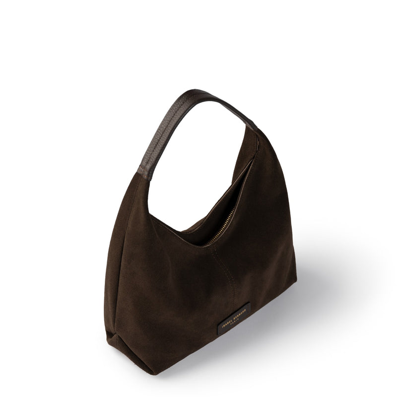 Isabel Bernard Honoré Grace mini donker bruine suède handtas IB21132-131-zoom-