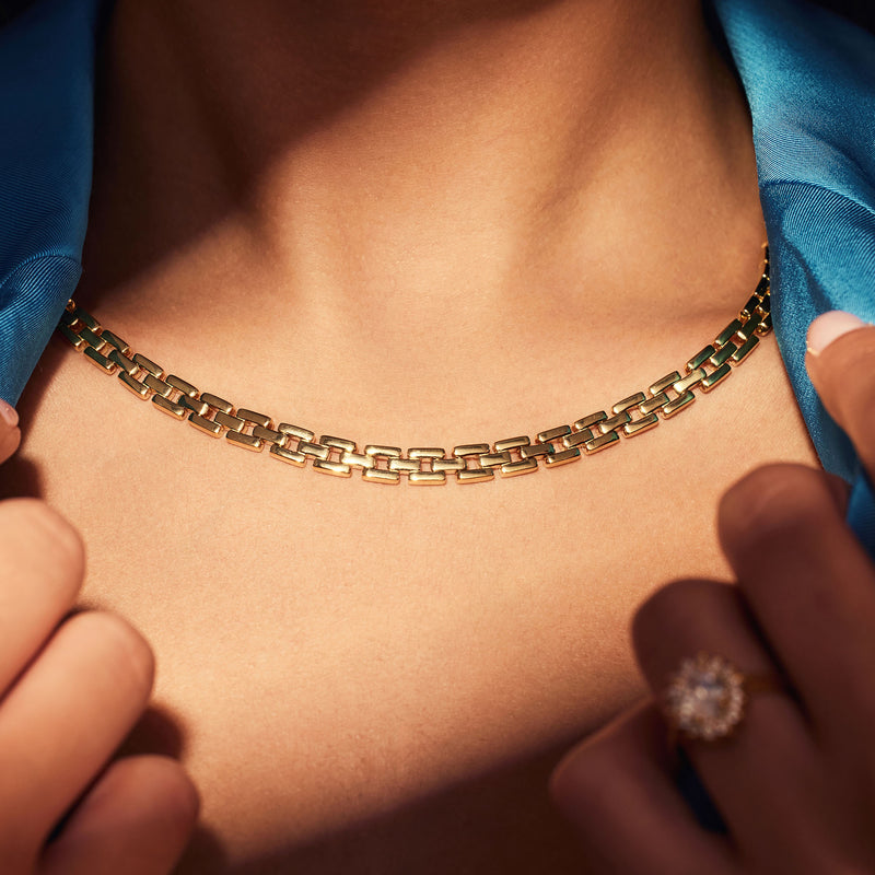 Parte Di Me Bibbiena Poppi Dante 925 Sterling Silver Gold Plated Link Necklace PDM34090-zoom-