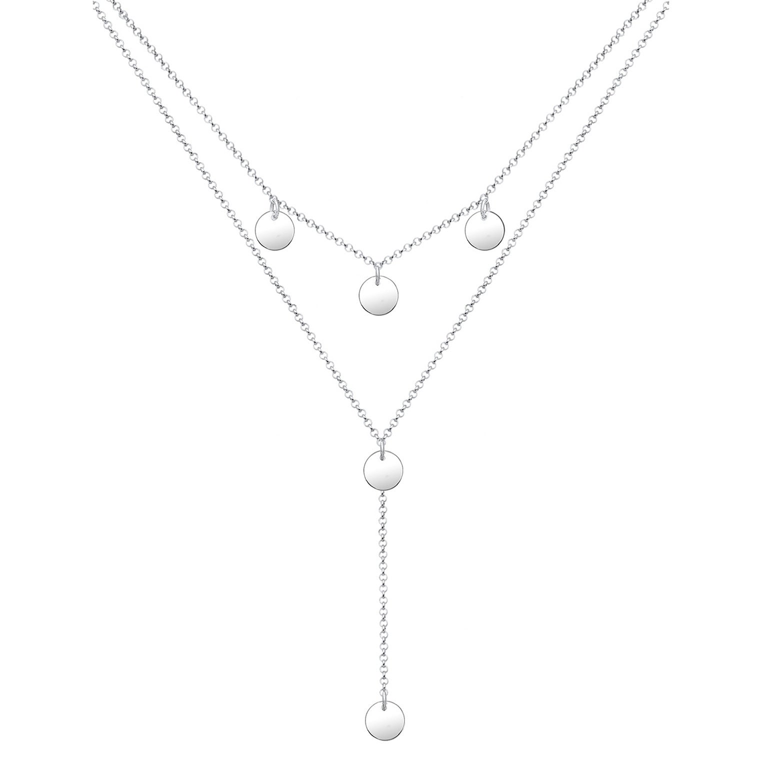 Elli 925 Sterling Silver Layered Y Chain Necklace 2004-BF-0007677-001